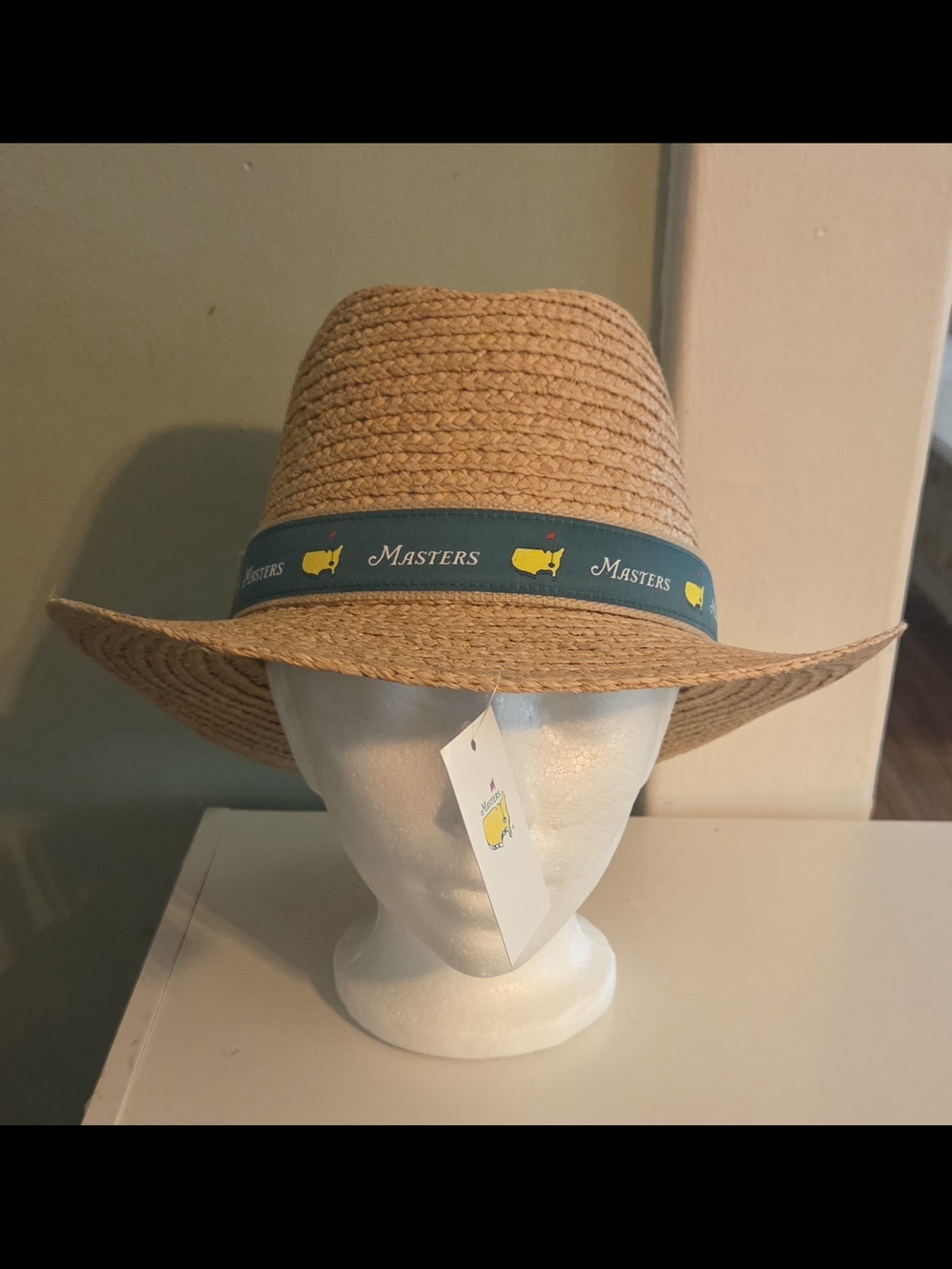 Masters Tournament Dorfman Pacific Natural Straw Hat Green Band Belt S/M NWT